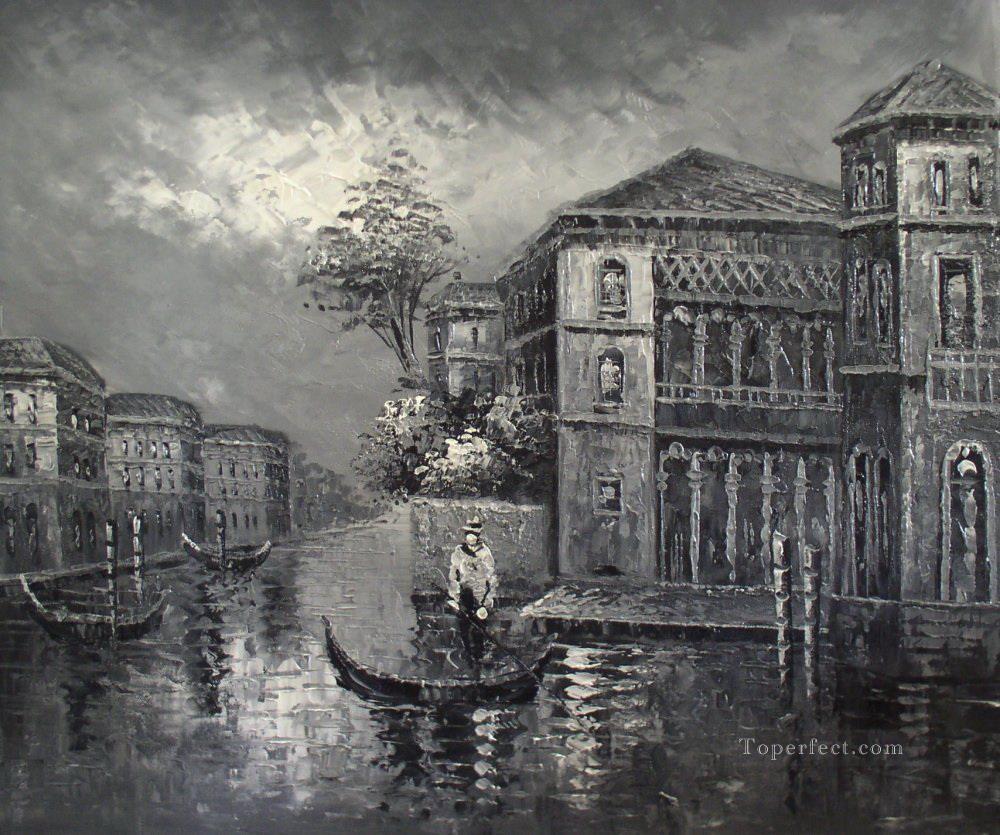 Venecia en blanco y negro Pintura al óleo